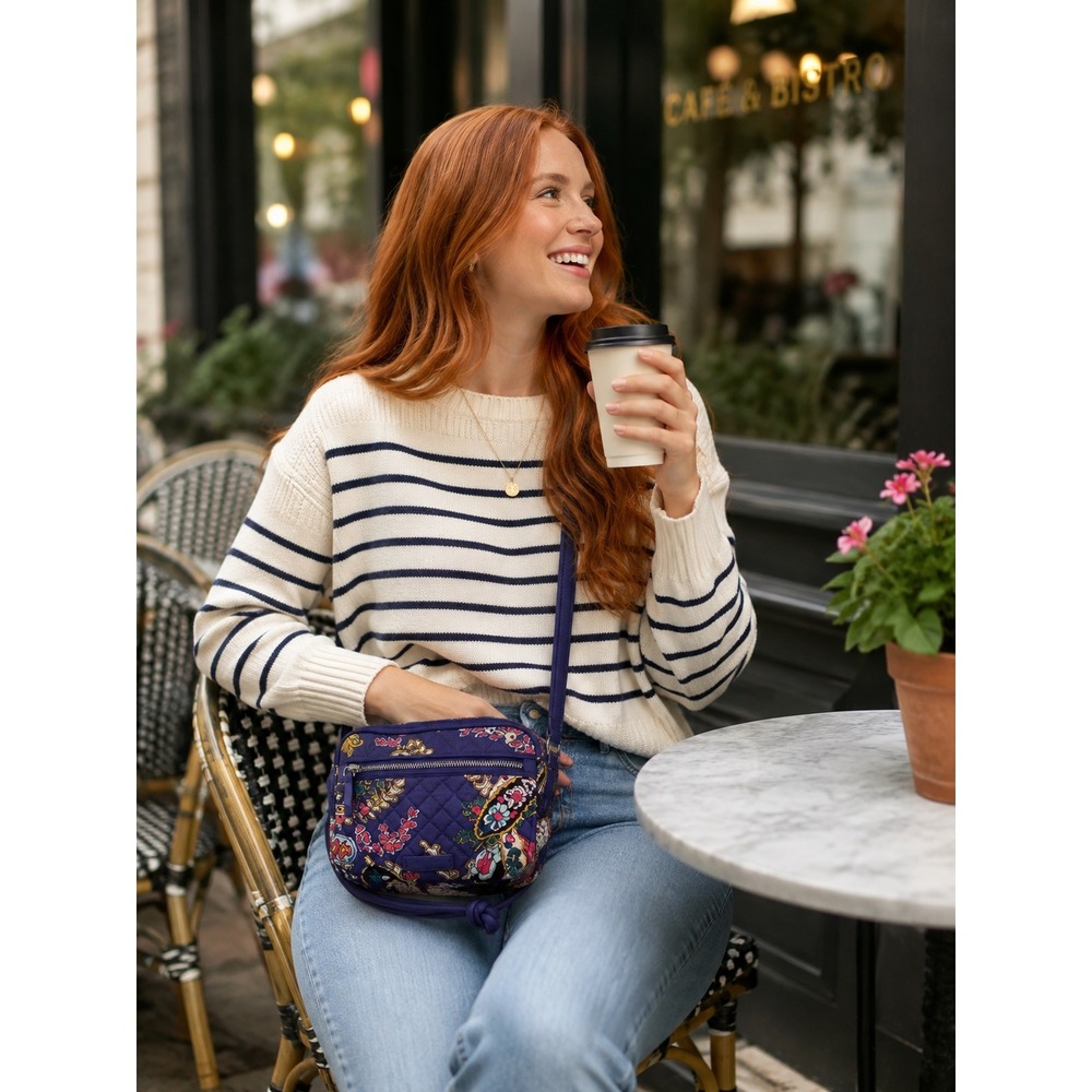 Vera Bradley Floral Crossbody Bag Women Small Blue‎ Floral Fair CC Slots